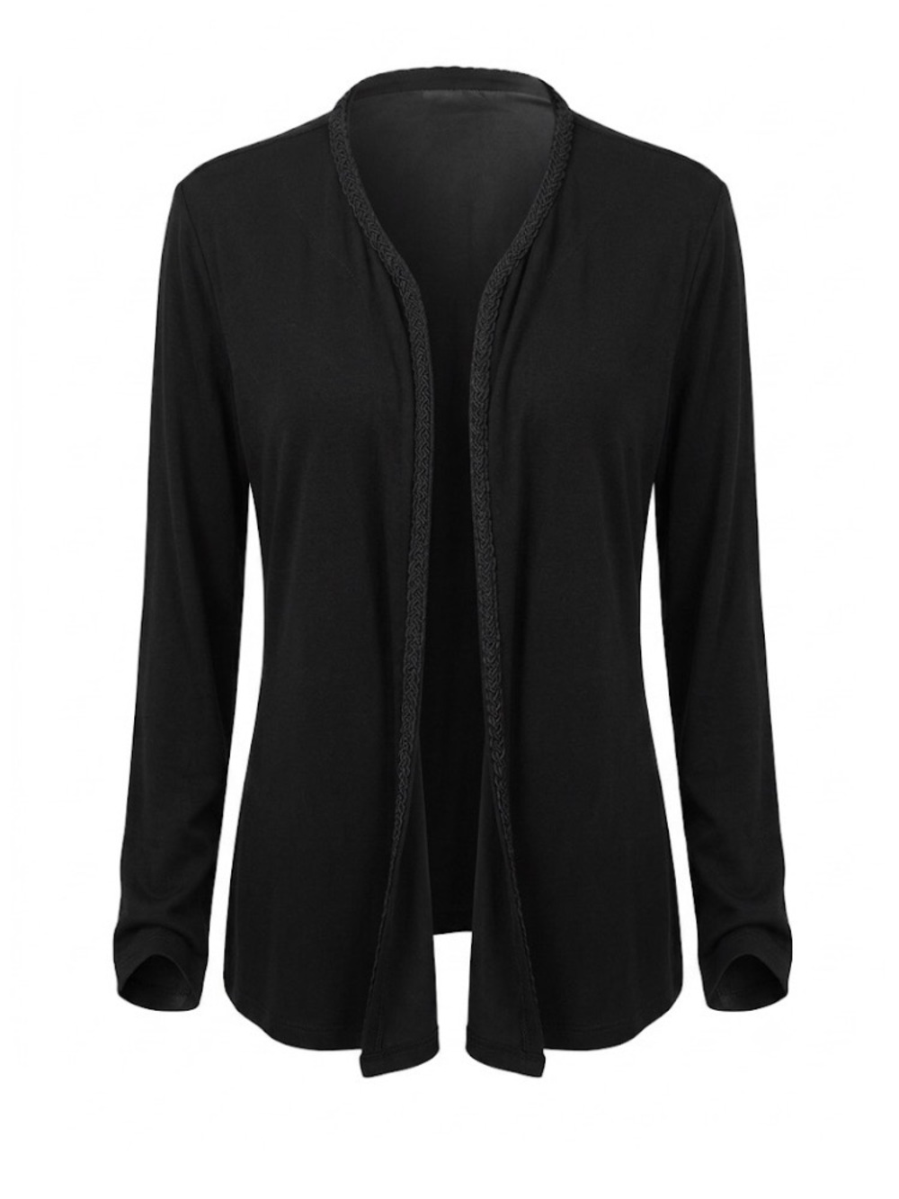 Chicos Travelers Open Cardigan Womens 2 Large Slinky Embellished Black Top